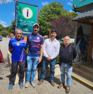 Fuentealba, Weglin, Apaolaza y Dagosto, tras la reuni&oacute;n en la secretar&iacute;a de Turismo. 