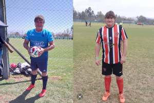 Maine con las camisetas que representar&aacute; en  2025: Argentino de Pico Truncado y Uni&oacute;n de Comodoro Rivadavia. 
