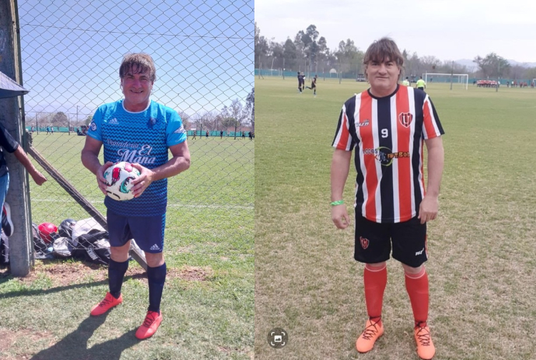 Maine con las camisetas que representar&aacute; en  2025: Argentino de Pico Truncado y Uni&oacute;n de Comodoro Rivadavia. 