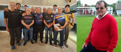 La actual comisi&oacute;n directiva y el fundador de la AAVF, el querido y recordado Oscar Chapino. 