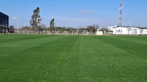 Una de las canchas del Complejo El Norte. El verde c&eacute;sped espera. 