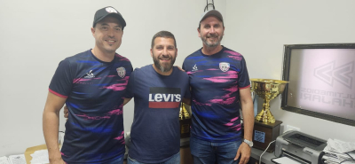 Gonzalo L&oacute;pez y Dar&iacute;o Weglin (AAVF), junto a Pablo Ponzoni (Fortaleza FC). 