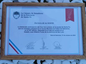 Declararon de &ldquo;Inter&eacute;s Provincial&rdquo; la participaci&oacute;n de San Lorenzo de Santa Fe en el Nacional AAVF